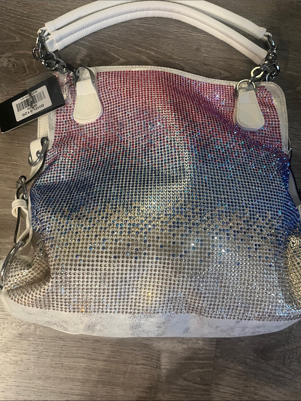 Sparkle Ombre Rhinestone Shoulder/Crossbody/Bag - White Multicolor NWT